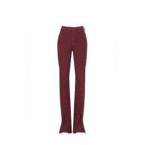 Mother The Rascal Sliced Up Heel Burgundy Jeans.